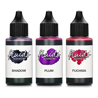 Image of Octopus 3x 30ml Fluids Alcohol Ink Set SHADOW, PLUM, FUCHSIA for fluid art and resin art, epoxy resin,