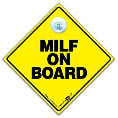 Image of MILF on Board car Sign, Bumper Sticker, Baby Board, Driving Automobile Vehicle Joke signMILF Decal, Sticker