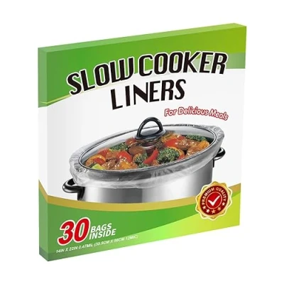Image of 30 Counts Slow Cooker Liners and Cooking Bags Extra Large Size Fit 6 10 Quarts Cooker,Oval &amp; Round Pot,14&quot;x 22&quot;,BPA Free,
