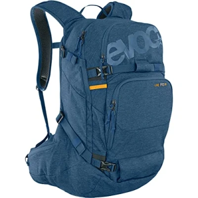 Image of EVOC LINE PRO 30 Touring Backpack (LITESHIELD PLUS Protection, Boddy Hugging, Ski Mount, Snowboard Water Bottle Slot, Insulated Shoulder Strap, Quick Back Access, Avalanche Pocket), Denim Blue