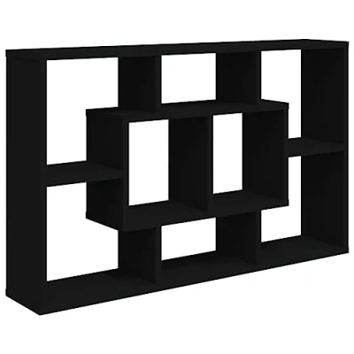 Image of vidaXL Chic Wall Mounted Shelf Black Spacious Floating Storage made from Engineered Wood Modern Design 85x16x52.5 cm