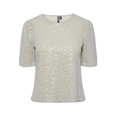 Image of PIECES Women&#039;s Pcfern 2/4 O Neck Top T Shirt, Silver, XS