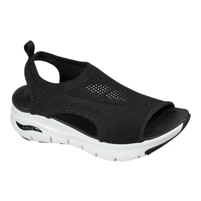 Image of Skechers Women Sandals, Black, 6 UK