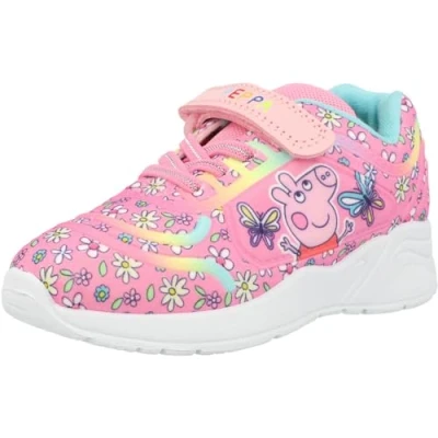 Image of Peppa Pig Deboss Girls Jogger Trainers Childrens Kids Shoes UK Sizes 5 6 7 8 9 10 (Pink, Footwear Size System, Toddler, Women, Numeric, Medium, 10)