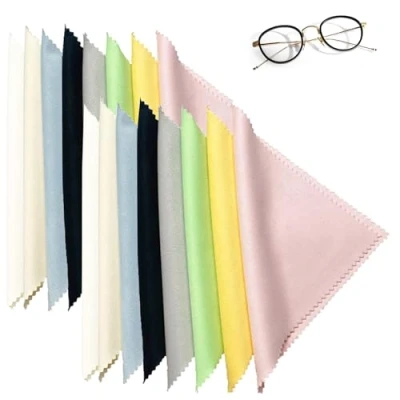 Image of JDXun 16 Pcs Microfiber Cleaning Cloths, 15x15cm Eyeglass Cloth Glass Screen Cloths for Lens, Eyeglasses, Screens, Tablets, Glasses, Camera (8 Colors)
