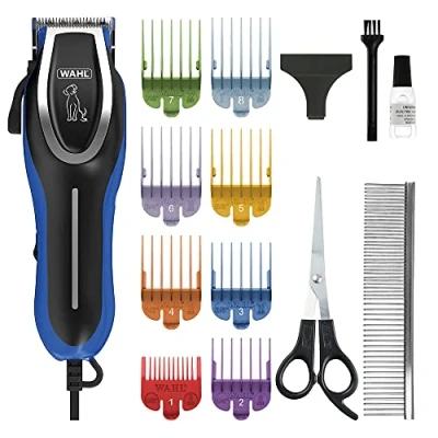 Image of Wahl Pet Clippers, U Clip Dog Grooming Kit with Colour Coded Combs, Full Coat Clippers for Dogs, Low Noise Corded Sharp Cutting Steel Blades