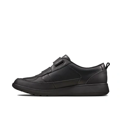 Image of Clarks Scape Flare Kid Leather Shoes in Black Extra Wide Fit Size 12.5