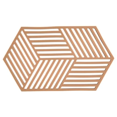 Image of Zone Denmark Hexagon Heat Resistant Silicone Trivet, Practical and Decorative Pot Coasters, Dishwasher Safe, 24 x 14 cm, Terracotta