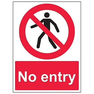 Image of V Safety No Entry Pedestrian Prohibition Sign 150mm x 200mm Self Adhesive Vinyl
