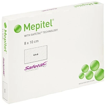 Image of Mepitel 290700 Wound Contact Layer Silicone Dressing, 8 cm x 10 (Pack of 5)