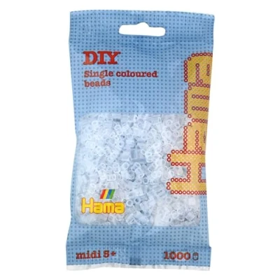 Image of Hama Beads Bag Approx. 1000 Midi Fuse Mosaic Decoration Arts &amp; Craft for Creative Children Ages 5+ Clear
