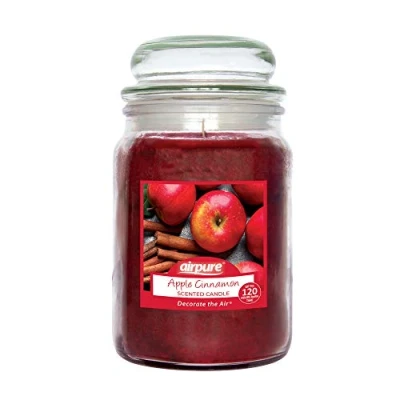 Image of AIRPURE Large Candle Scented, Apple Cinnamon Fragrance, 18oz Jar, 120 Hour Ornamental Candles, Fill The Room with a Warm and Homey for Bedroom, Bathroom, Family or Office