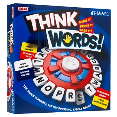 Image of IDEAL Think Words: The quick thinking, letter pressing game! Family Games For 2 8 Players Ages 8+