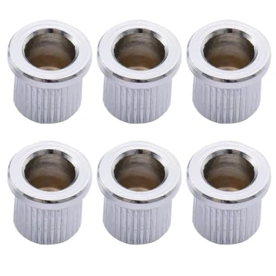 Image of Musiclily Pro Big Lip Style Guitar String Ferrules Through Body for Tele Telecaster/Hardtail Strat Electric Guitar, Chrome (Set of 6)
