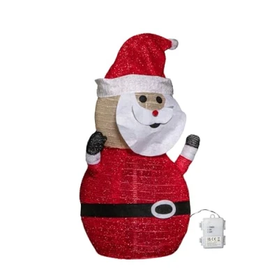 Image of Samuel ALEXANDER 70cm Battery Operated Pop up Christmas Santa with Static &amp; Flashing White LEDs