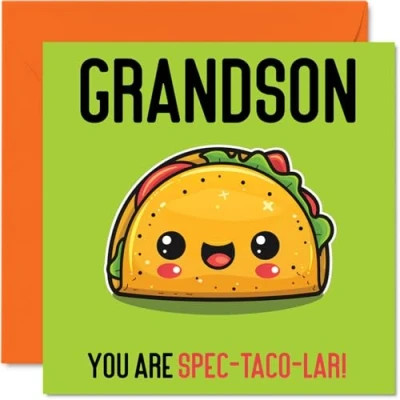 Image of Birthday Cards for Grandson Spec Taco lar Funny Happy Card from Grandparents, Gifts, 145mm x Joke Greeting Men Him