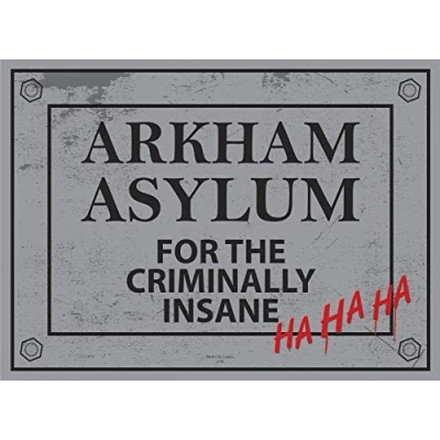 Image of Vintage Advertising Wall Tin Plaque 20x15cm Pub Shed Bar Man Cave Home Bedroom Office Kitchen Gift Metal Sign Arkham Asylum Batman Joker Mental Insane