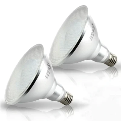 Image of HiBay 2 Packs 12W E27 PAR38 LED Bulbs Spot Lights Warm White ES PAR 38 Floodlights IP20, Eqv. to 120W Halogen Reflector Lamps 240V