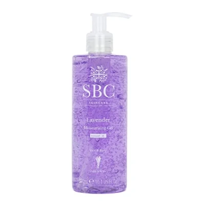 Image of SBC Skincare Lavender Moisturising Gel 300ml, Light Moisturiser for Stressed, Hormonal or Overheated Skin, Face and Body