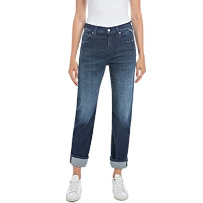 Image of REPLAY Women&#039;s WB461 Maijke Straight Indigo Stretch Jeans, Dark Blue 007, 28W / 30L