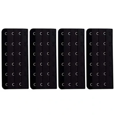 Image of Anjing 4 PCS Bra Extenders 6 Hooks 3 Rows 18 Lengthen Spacing Women Extender Strap Accessories Black