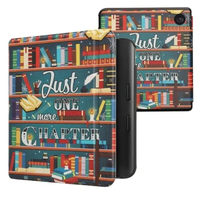 Image of kwmobile Case Compatible with Kobo Libra Colour eReader Cover Library Motto Multicolor