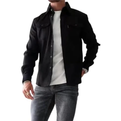 Image of ArknAv Men&#039;s B Button Down Shirt Jacket Casual Stylish Jackets Youth Shirt, light blue, S