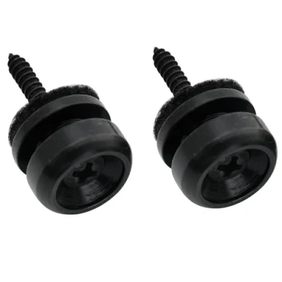 Image of Musiclily Pro 14mm Steel D Type Strap Buttons End Pins for Electric Acoustic Classical Guitar Ukulele, Black (Set of 2)