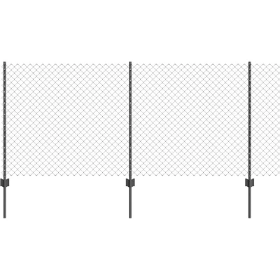 Image of vidaXL Chain Link Fence with 44 U Posts Grey 1x25 m Steel