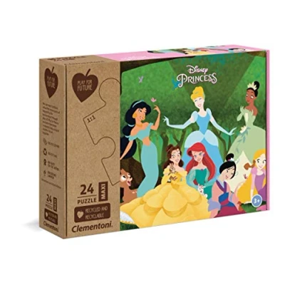 Image of Clementoni 20257 Disney Princess 24 maxi pieces Made in Italy 100% recycled materials, jigsaw puzzle for kids