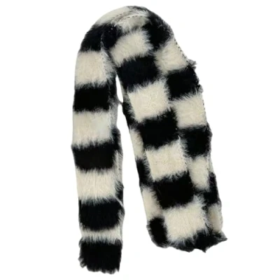 Image of BFLKY Plush Scarf Knitted Skinny Popular Crochet Neckwear Fashion Striped Long