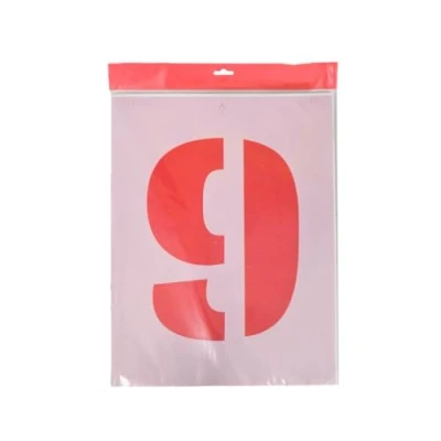Image of 0 9 Stencil Kit 250mm Character Height Spacer Marks On Corners Flexible Polyester Scratch Resistant