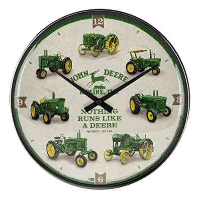 Image of Nostalgic Art Retro Wall Clock, Diameter 31 cm, John Deere Model Chart Gift Idea for Tractor Fans, Original Licensed Product (OLP), Large Kitchen Vintage Design