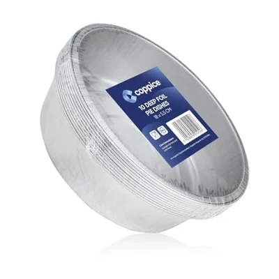 Image of Coppice Strong Deep Aluminium Foil Pie Dish for Baking, Serving &amp; Food Storage 18cm x18cm x 5.5cm Freezer, Microwave Oven Safe (10)