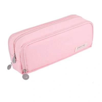 Image of iSuperb Pencil Case for Girls Large Pouch Big Capacity Bag Makeup Canvas Stationery Box Cosmetic School Supplies Student Office Storage College Organizer Gift (Pink)