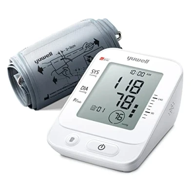 Image of yuwell Blood Pressure Monitor, Extra Large Upper Arm Cuff, Digital BP Machine for Home Use &amp; Pulse Rate Monitoring Meter, Automatic, Display, Voice Broadcasting with Power Adapter and Batteries