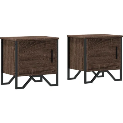 Image of vidaXL Bedside Cabinets 2 pcs Brown Oak 40x30x40 cm Engineered Wood