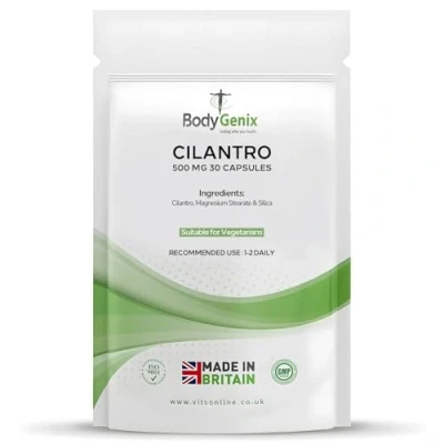 Image of BodyGenix Cilantro 500mg Capsules Corriander Digestive Immune System Support Natura Supplement 1 Month Supply 30 Caps