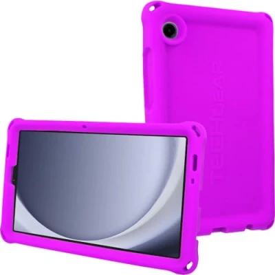 Image of TECHGEAR Bumper Case fits Samsung Galaxy Tab A9 8.7&quot; 2023 (SM X110 / SM X115) Rugged Shockproof Soft Silicone Protective Easy Grip Anti Slip Body with Screen Film, Kids Proof [Purple]