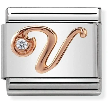 Image of Nomination Classic Rose Gold CZ V Letter Charms