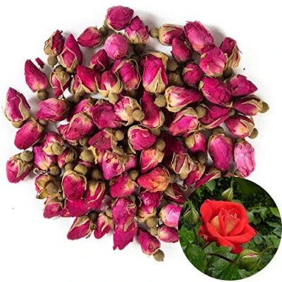 Image of TooGet Red Rose Buds Flower Herbal Tea Fragrant Rosebuds Loose Leaf Tea, Culinary Food Grade 225g