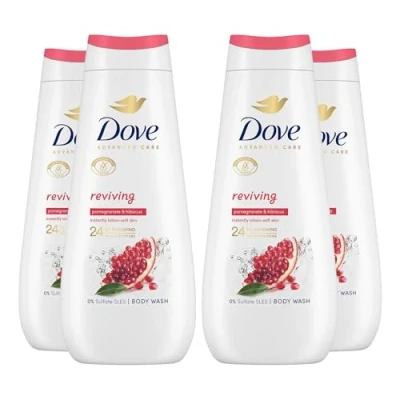 Image of Dove Advanced Care Sulphate Free Body Wash for Women Made with Skin Natural Nourishers and Micromoisture Provides 24 Hours Renewing Lotion Soft Softer (Pack of 4, 400ml)