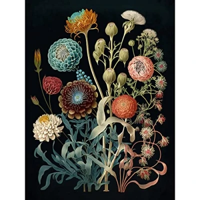Image of Artery8 Vintage Botanical Ernst Haeckel Style Plant Study Modern Watercolour Painting Illustration Large Wall Art Poster Print Thick Paper 18X24 Inch
