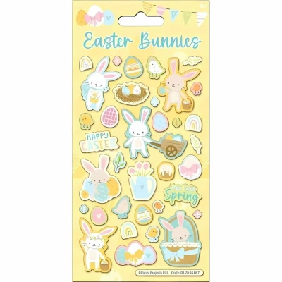 Image of Easter Bunnies Sparkly Reusable Craft Stickers Perfect for Activities Children and Adults on Non Porous Surfaces