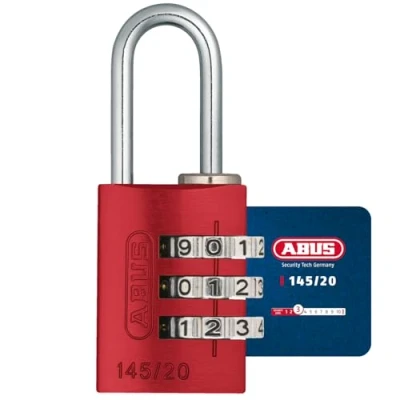 Image of ABUS combination lock 145/20 red Luggage lock, locker and much more. Aluminium padlock individually adjustable numerical code security level 3