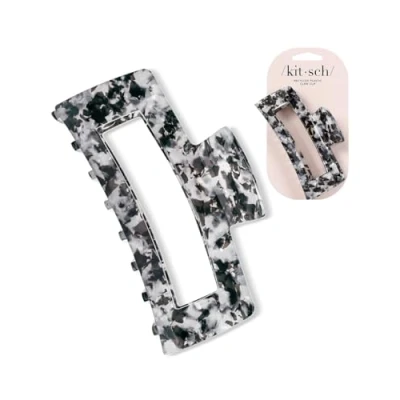 Image of Kitsch Recycled Plastic Large Claw Clip, Big Open Shape Hair Clips for Women, &amp; Jaw Clips, Thick Hair, Girls (1pc, Black)