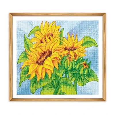 Image of Trimits Large Cross Stitch Kits Counted Embroidery Needlework for Adults Beginners Kids, Christmas Gifts Wall Art (Frame Not Included), 11 Count, Sunflowers
