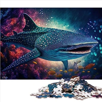 Image of puzzles for Adults &amp; Kids whale sharks 1000 Piece Jigsaw and Age 12 Up Cardboard Birthday Present, Gifts Size: 26x38cm