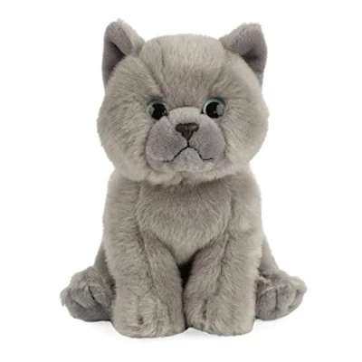 Image of Living Nature British Grey Shorthair Kitten, Realistic Soft Cuddly Cat Toy, Naturli Eco Friendly Plush, 17cm