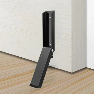 Image of Door Stopper,Rubber Stop,Kick Down Stop with Non Slip Rubber Tip,Height Adjustable,Firm Mounted for Garage Doors,Offices,Homes,Keeping Stops Open (Black)